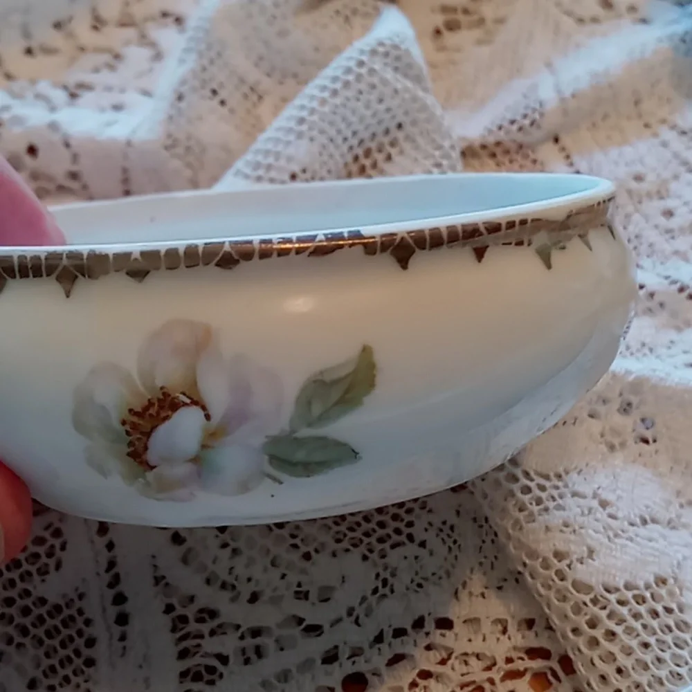Antique Prov Saxe Porcelain 5 Piece Floral Hand-painted Vanity Set